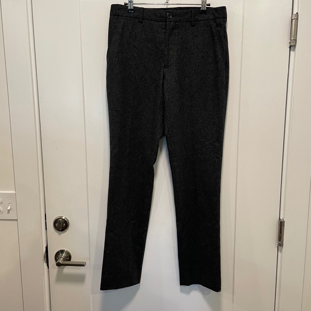 Wills Mens Charcoal Grey Wool Blend Trousers Slim Straight Dress Pants Size 30